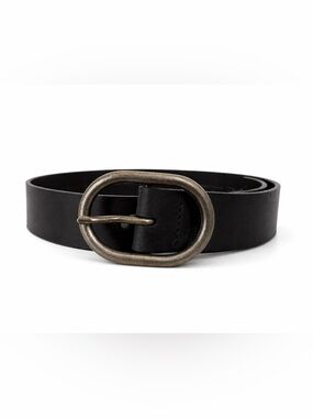 WESTERNCORE BLACK LEATHER BELT OVAL BUCKLE MINIMALIST LEVI’S